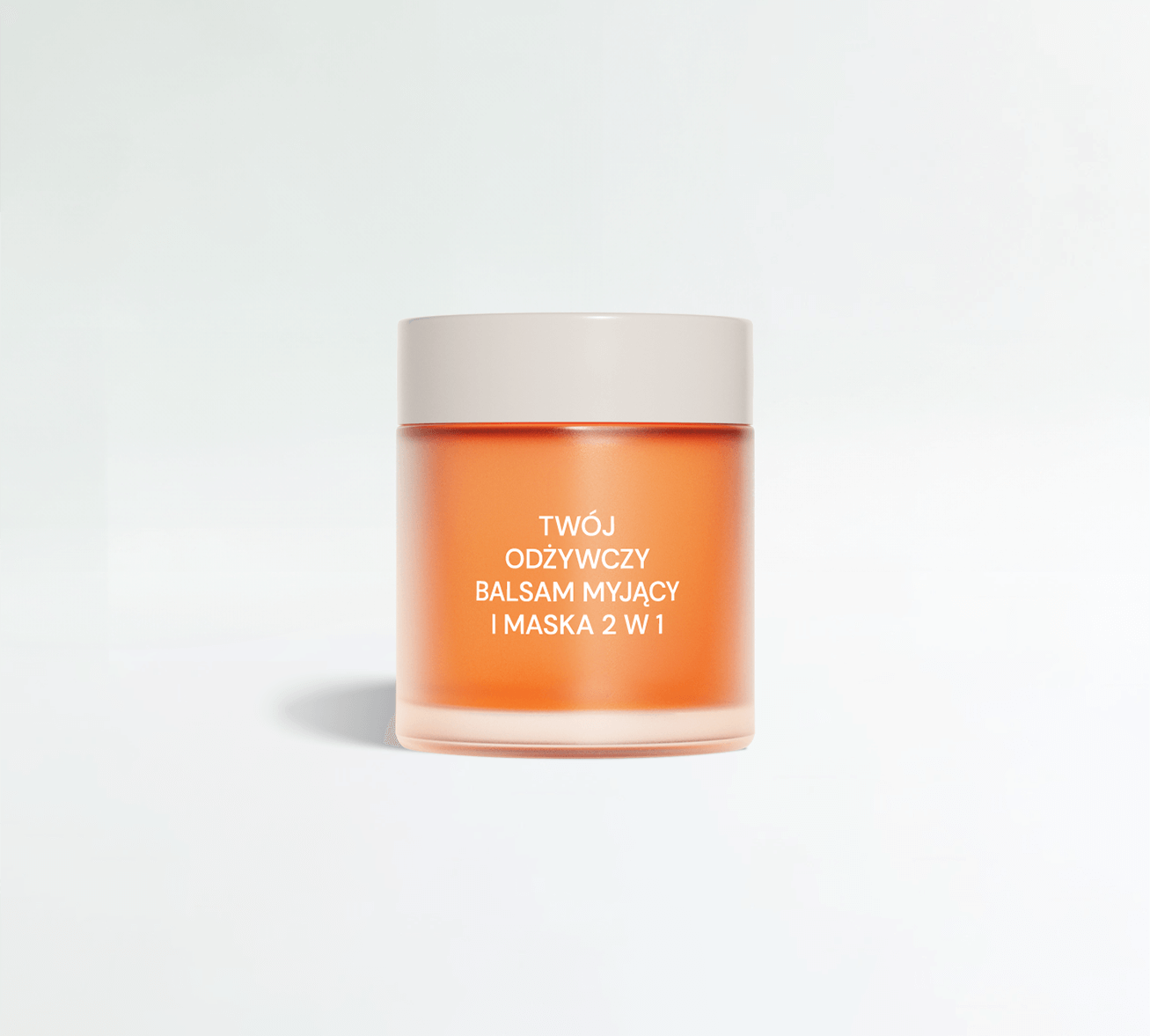 Szklany słoik zawierający odżywczy balsam myjący i maskę do twarzy 2 w 1 private label.