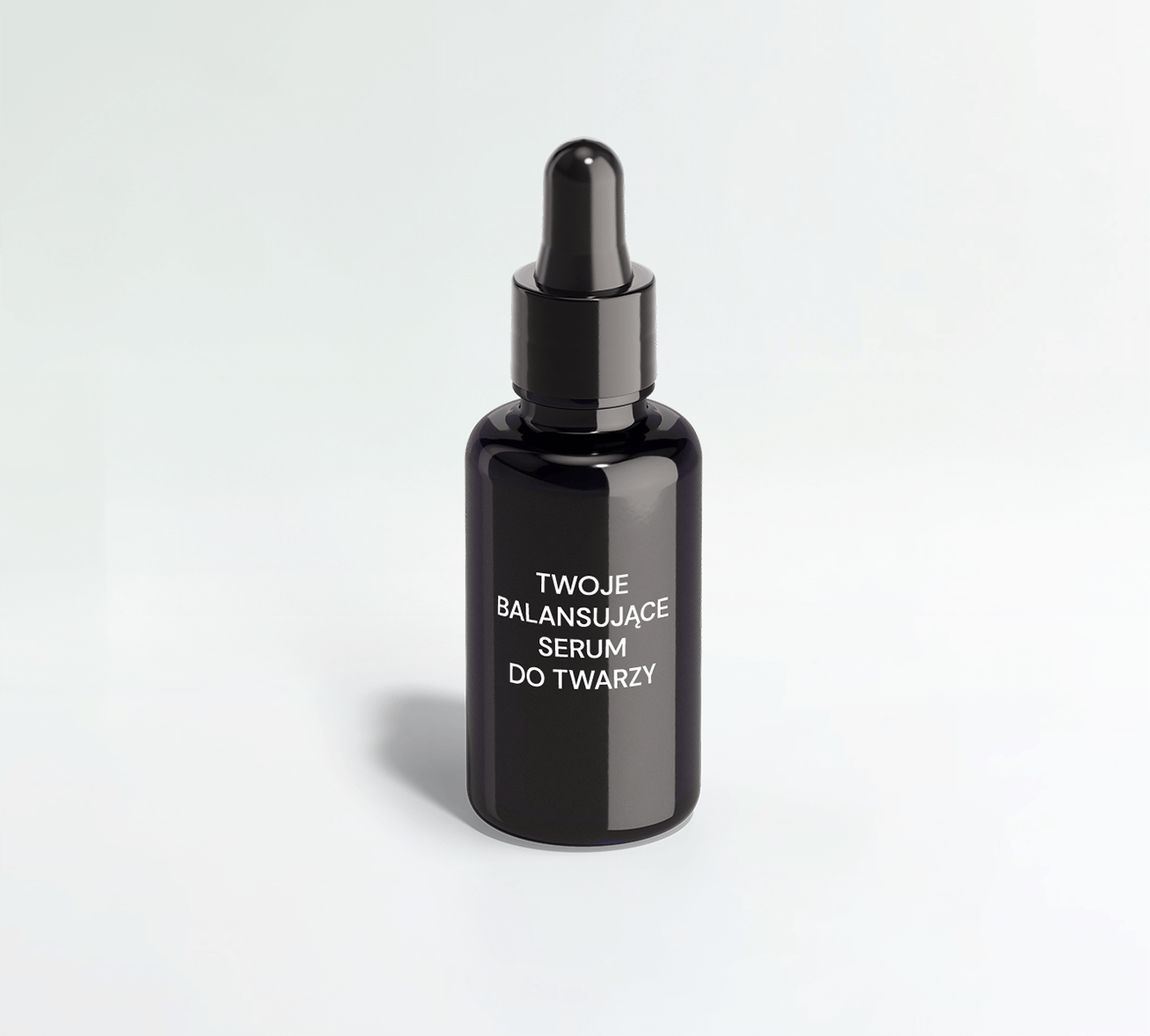 Szklana butelka zawierająca balansujące serum do twarzy private label.